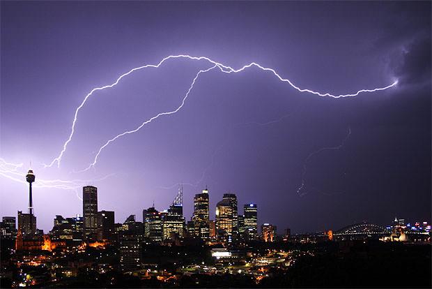 Lightning over Sydney Harbour