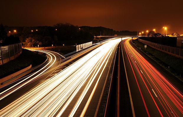Car light streaks on a motorway