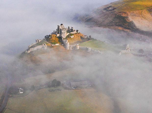 Castle surrounded by fog