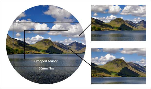 Image being cropped by different sensor/film sizes