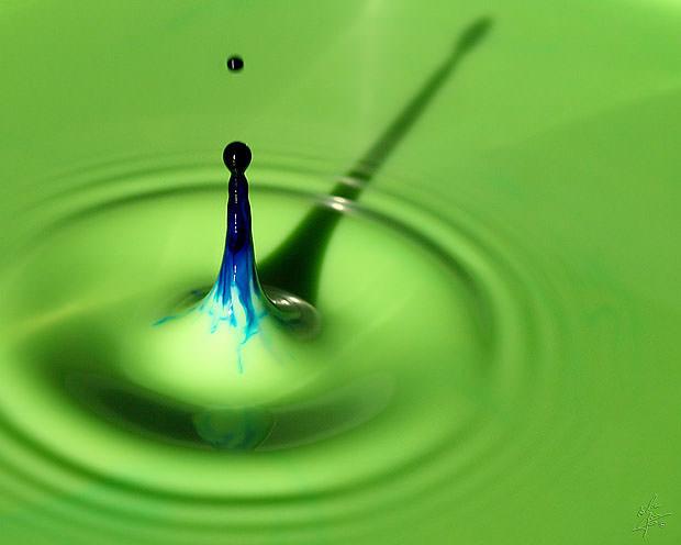 Green and blue drop