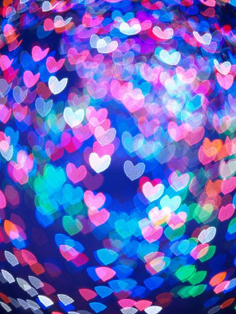 Blue and pink heart shaped bokeh