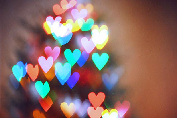 Blurry heart shape Christmas tree lights