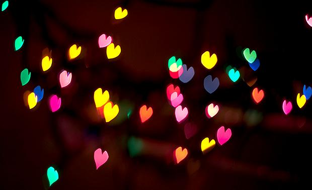 Multi coloured heart shape lights
