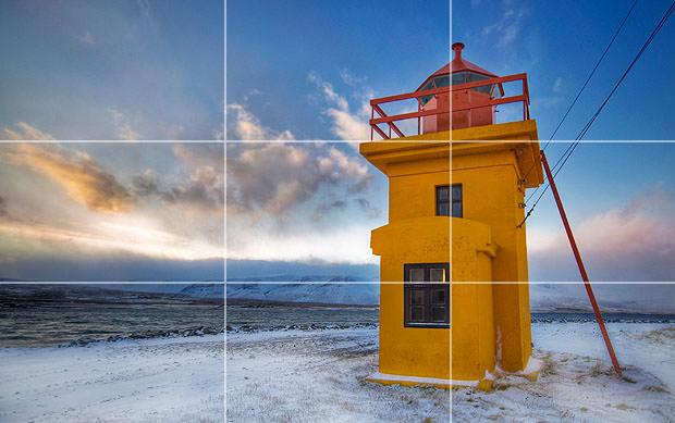 Lighthouse with rule of thirds grid