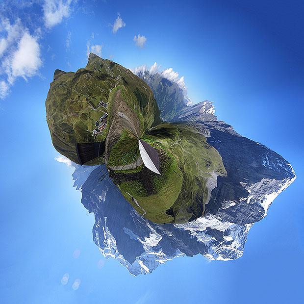 Little planet image of rocky mountains