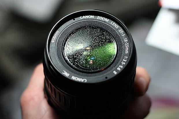 Moisture on a camera lens
