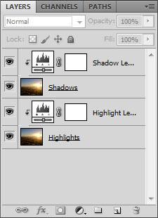 Clipping the adjustment layers to their image layers