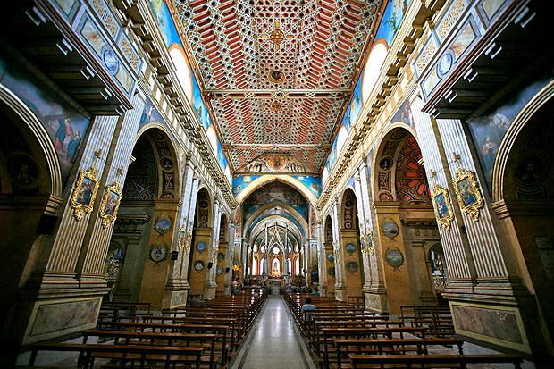 Interior of cathedral in Quito, Ecuador