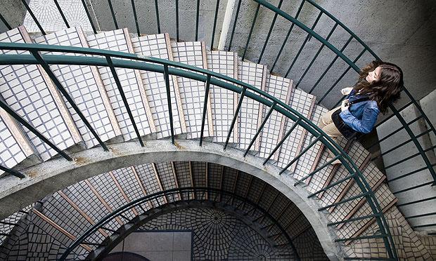 Woman climbing stairs